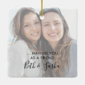 Geluk is 2 foto vriend handtekening script keramisch ornament (Achterkant)