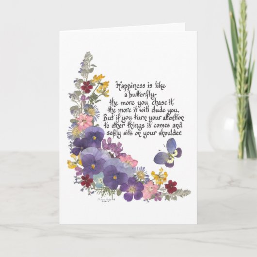 Geluk is als een vlinder kaart (Voorkant)