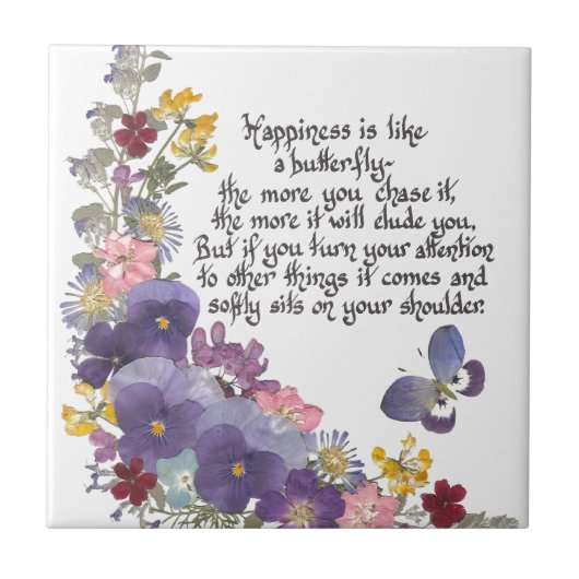 Geluk is als een vlinder tegeltje (Voorkant)