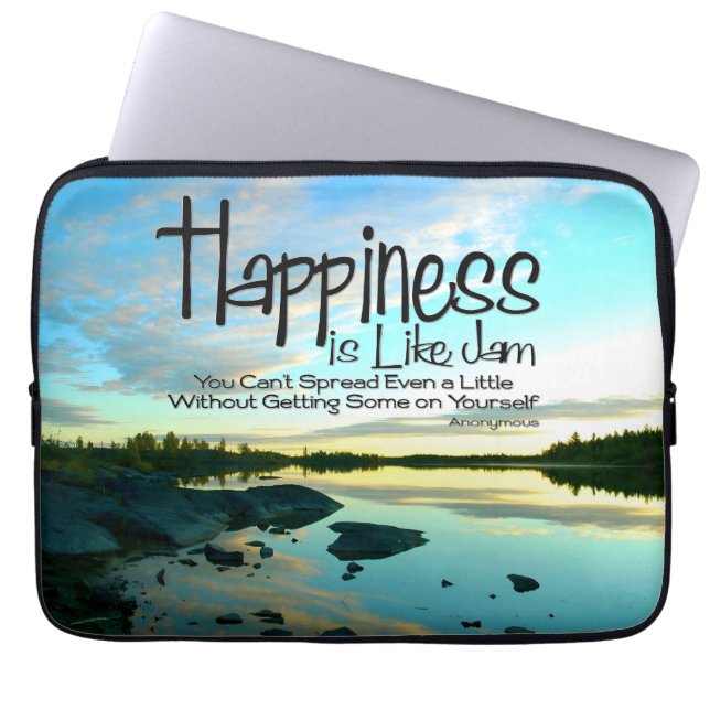 "Geluk is als jam" Inspirerend Quote Laptop Sleeve (Voorkant)