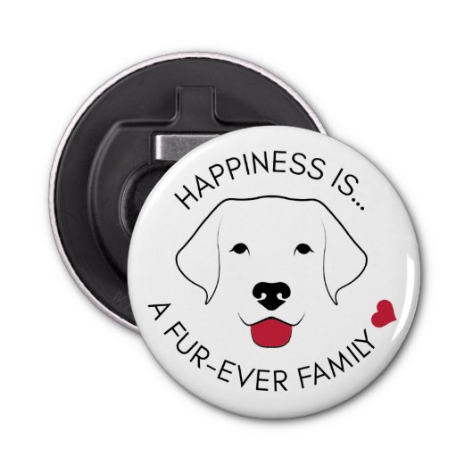 "Geluk is..." Bottle Open Magnet Button Flesopener (Voorkant)