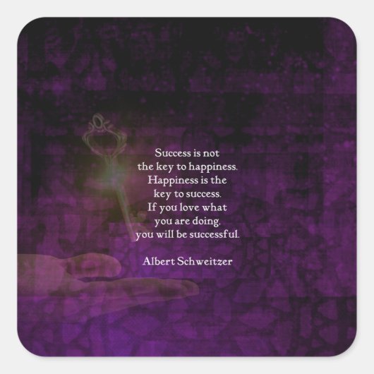 Geluk is de sleutel tot het succes dat Citaat uitb Vierkante Sticker (Voorkant)