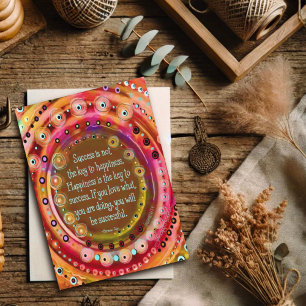 Geluk is de sleutel tot succes inspirerende offert kaart