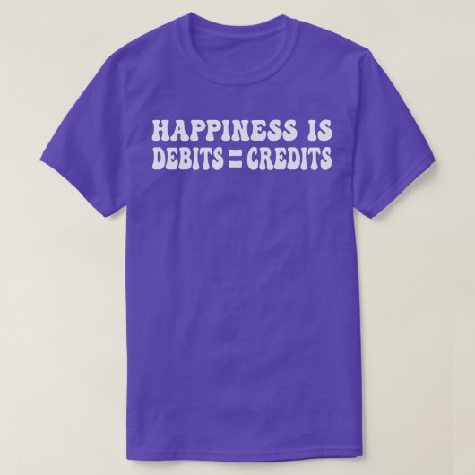 Geluk is debits gelijk credits grappig accountant t-shirt (Design voorkant)
