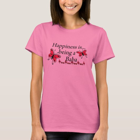Geluk is een Baba VLINDER T-shirt (Voorkant)