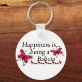 Geluk is een Babcia VLINDER Sleutelhanger (Voorkant)