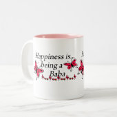 Geluk is een babyBUTTERFLY Tweekleurige Koffiemok (Voorkant links)