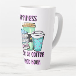 Geluk is een beker koffie en een goed boek latte mok