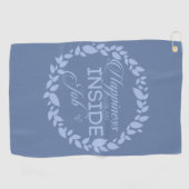 Geluk is een binnenste blauwe kreet golfhanddoek (Horizontaal)