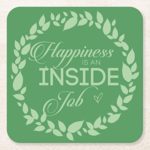 Geluk is een binnenstebuiten groene spleet kartonnen onderzetters