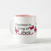 Geluk is een buela BUTTERFLY Tweekleurige Koffiemok (Voorkant links)