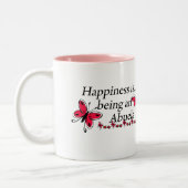 Geluk is een buela BUTTERFLY Tweekleurige Koffiemok (Links)