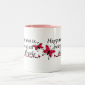 Geluk is een buela BUTTERFLY Tweekleurige Koffiemok (Center)