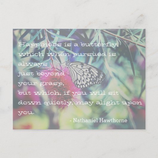 Geluk is een Butterfly - Inspirerende Citaat Briefkaart (Voorkant)