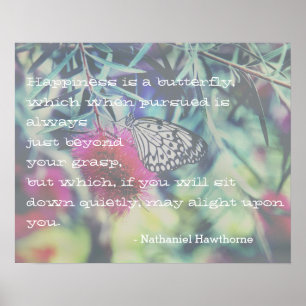 Geluk is een Butterfly - Inspirerende Citaat Poster