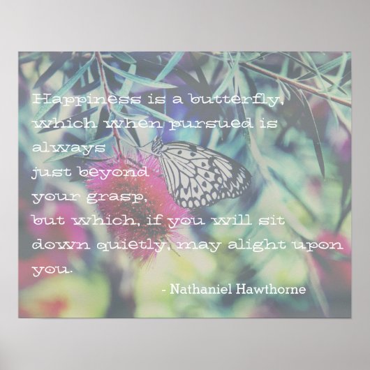 Geluk is een Butterfly - Inspirerende Citaat Poster (Voorkant)