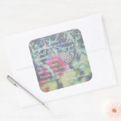 Geluk is een Butterfly - Inspirerende Citaat Vierkante Sticker (Envelop)