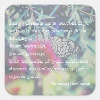 Geluk is een Butterfly - Inspirerende Citaat Vierkante Sticker