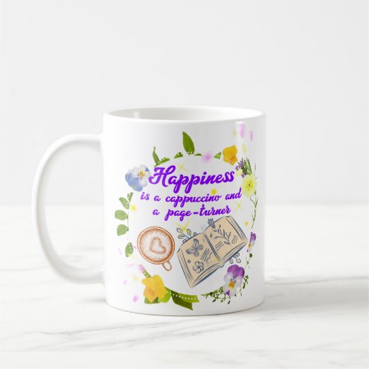Geluk is een cappuccino en een page-turner koffiemok (Links)