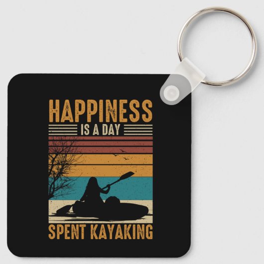 Geluk is een dag die door Kayaking wordt gespeend Sleutelhanger (Achterkant)