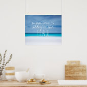 Geluk is een dag op het strand. poster (Keuken)