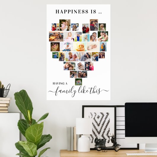 Geluk is een familie zoals deze foto-inklage poster (Thuiskantoor)