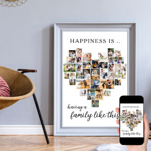 Geluk is een familie zoals dit hartvormig collage poster