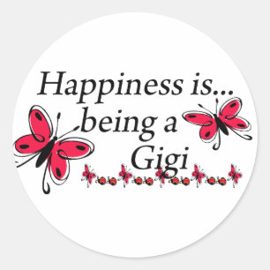 Geluk is een Gigi VLINDER Ronde Sticker