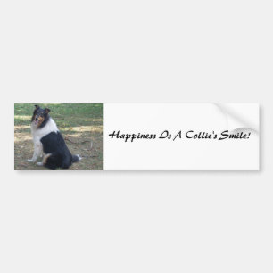 Geluk is een glimlach van een collie! bumpersticker