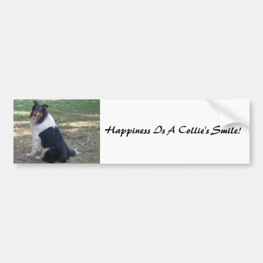 Geluk is een glimlach van een collie! bumpersticker (Voorkant)