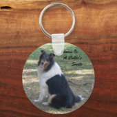 Geluk is: een glimlach van een collie sleutelhanger (Voorkant)