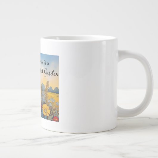 Geluk is een goed onderhouden tuin grote koffiekop (Rechts)