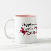 Geluk is een grammijn BUTTERFLY Tweekleurige Koffiemok (Links)