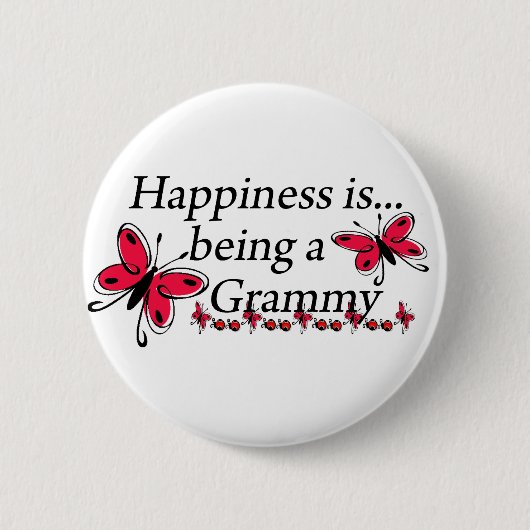 Geluk is een Grammy VLINDER Ronde Button 5,7 Cm (Voorkant)