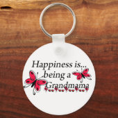 Geluk is een grootmoeders BUTTERFLY Sleutelhanger (Voorkant)