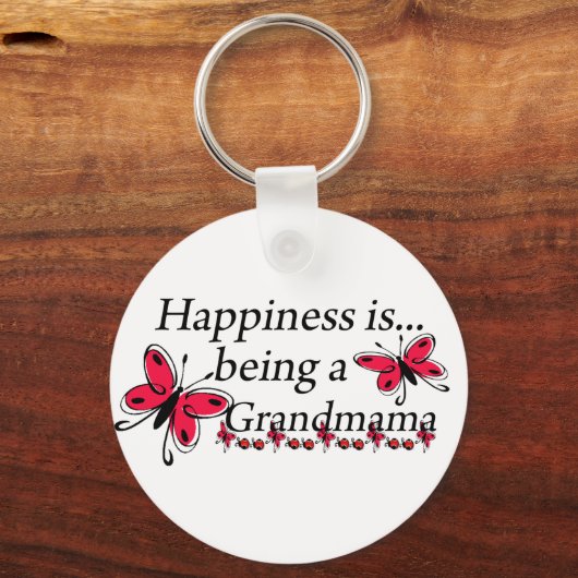 Geluk is een grootmoeders BUTTERFLY Sleutelhanger (Voorkant)