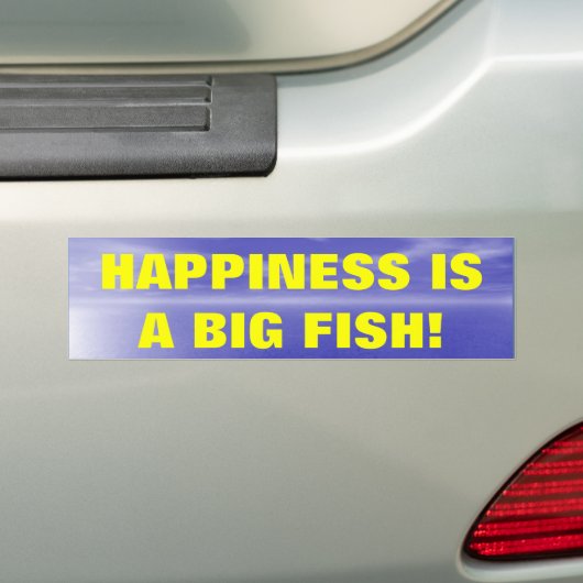 Geluk is een grote vis bumpersticker (Op auto)
