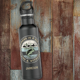 Geluk is een grote vis en een getuige waterfles 