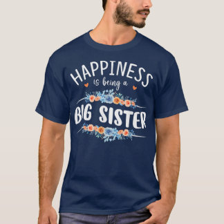 Geluk is een grote zuster vrouw die een bloeiend d t-shirt