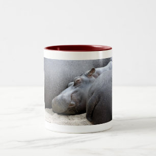 Geluk is een hippo sandwich-mok tweekleurige koffiemok