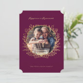 Geluk is een homemade Gold Burgundy Baking Wreate Feestdagenkaart (Staand voorkant)