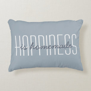 Geluk is een homemade Quote Blue Gray Decorative Accent Kussen