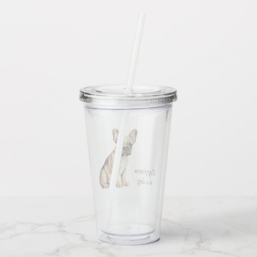 Geluk is een hond acryl drinkbeker (Achterkant)