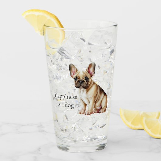 Geluk is een hond glas (Voorkant ijs)