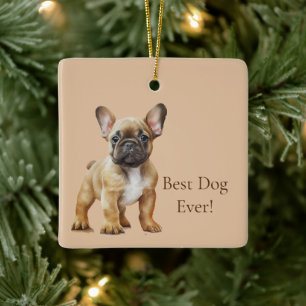 Geluk is een hond keramisch ornament
