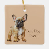 Geluk is een hond keramisch ornament (Voorkant)