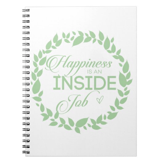 Geluk is een innerlijke klus groene krans notitieb notitieboek (Voorkant)