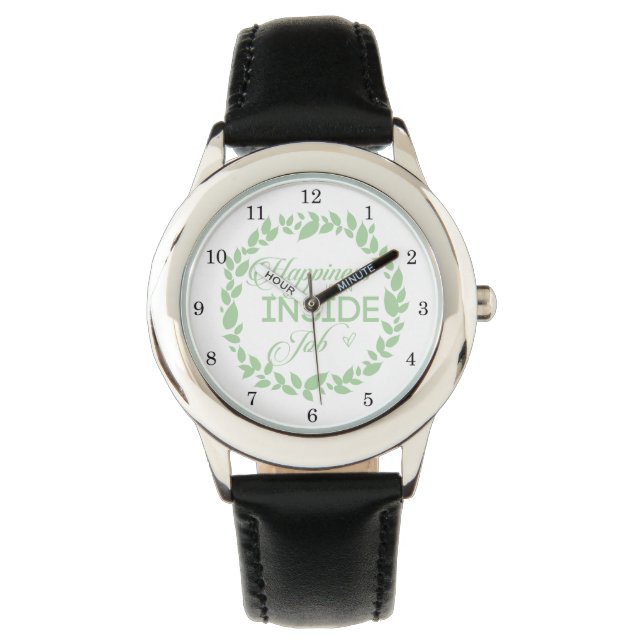 Geluk is een inside job Green Wreate Horloge (Voorkant)