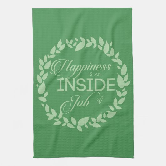 Geluk is een inside job Green Wreate Theedoek (Verticaal)