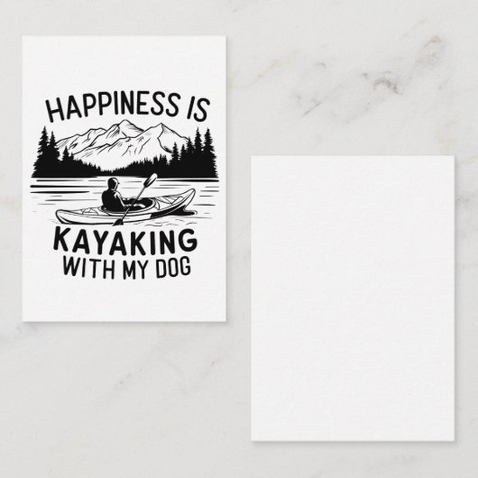 Geluk is een kajakken met mijn hond buiten Campin Notitiekaartje (Voorkant / Achterkant)